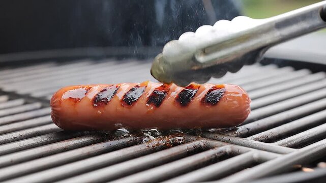 Grilled hotdog with subtle char marks in a clean minimal style, ready to serve fresh.