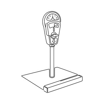 Parking meter illustration in continuous line art style