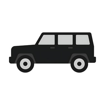 Black SUV Car Silhouette Icon Isolated on White Background