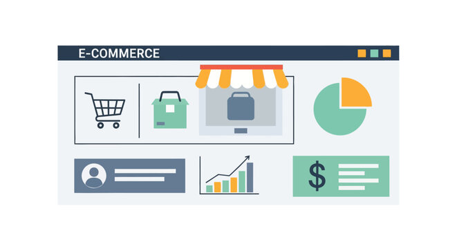 170 E-commerce infographic, online shopping concept, shopping cart, delivery package, user profile, financial statistics, sales growth chart, payment icon, business web design elements