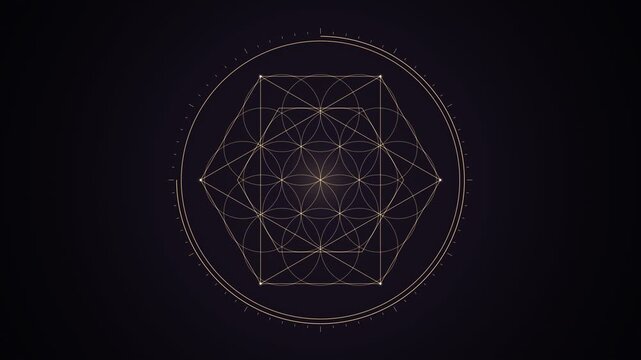 Sacred Geometry Gold Line Art Spiritual Seamless Loop