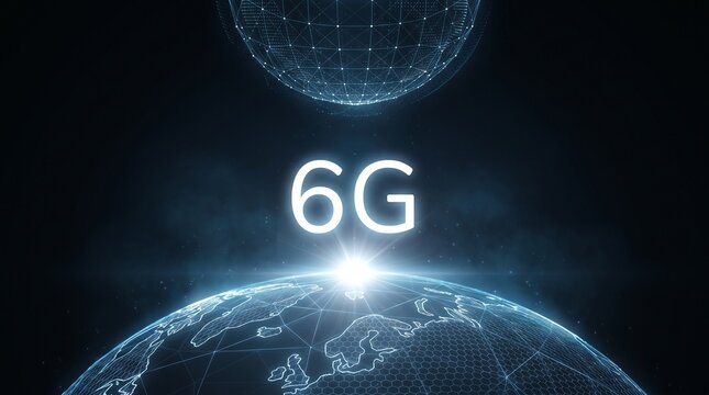 6G network technology concept with digital globe and data connection visualization