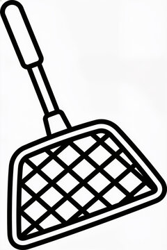 Plastic fly swatter featuring a bold black outline design on a clean white background for effective household pest control utility