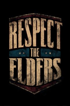 Distressed "Respect The Elders" typography design on a vintage shield emblem with grunge texture.
