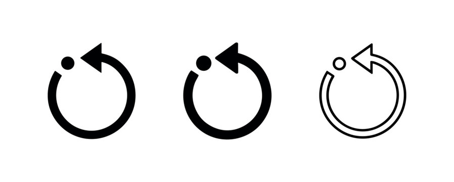 Reset undo back rotate icon set circular arrow vector