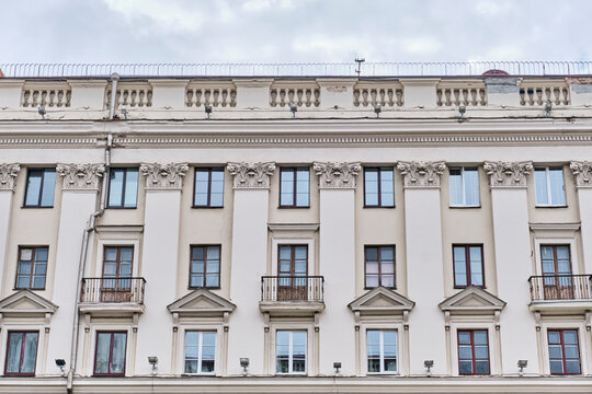 Stalinist Empire Facade on Independents Avenue 18 in Minsk, Belarus