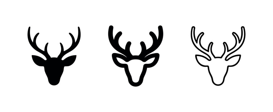 Deer head antlers icon collection