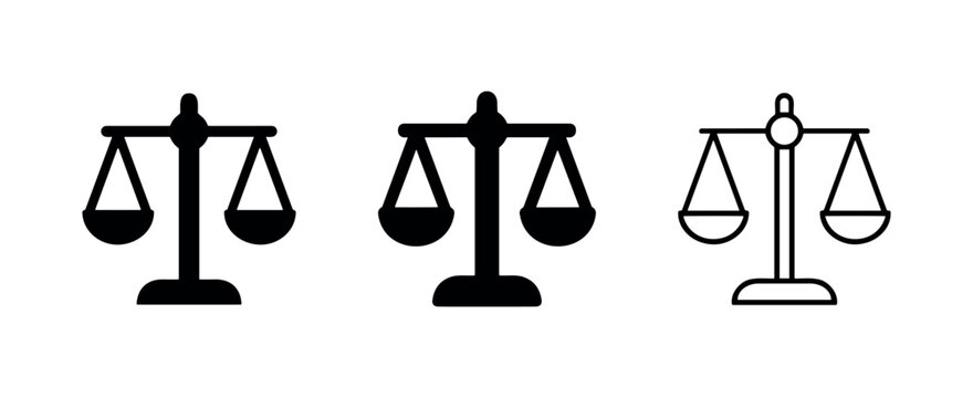 Justice scale balance icons