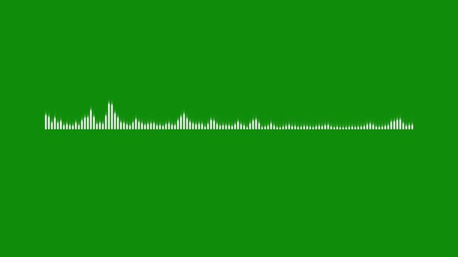 futuristic white sound line audio visualizer spectrum on green background overlay 4k music beat equalizer voice signal animation digital waveform motion abstract recording clip