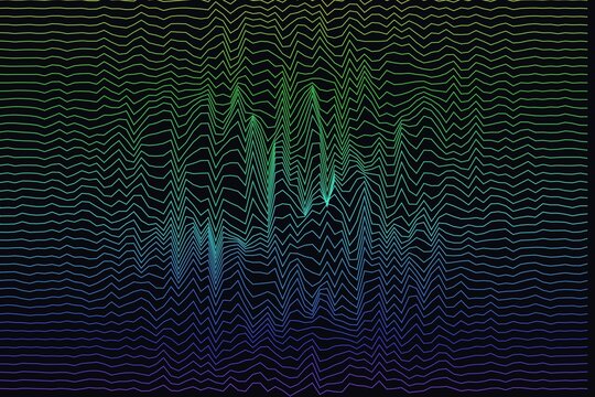 Abstract sound wave visualization featuring vibrant neon glowing lines.