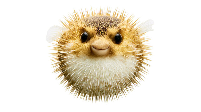 Cute pufferfish with sharp spines and big eyes