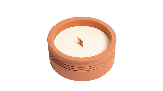 Terracotta pot candle with wooden wick