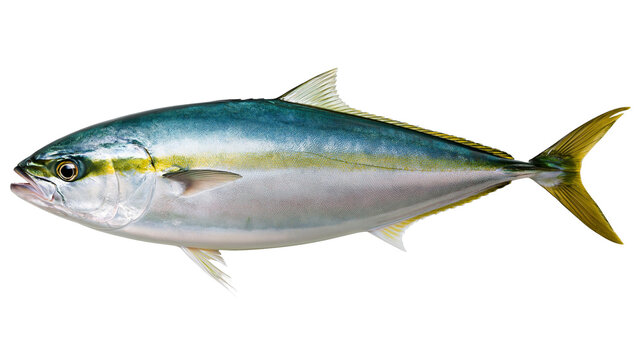 Yellowtail Kingfish marine animal with blue and silver body