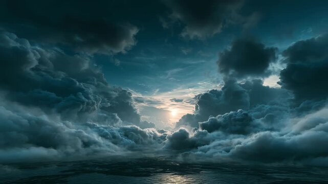 Storm clouds background dramatic sky ocean weather cinematic for movie trailer video scene