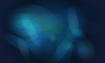 Fototapeta premium Abstract blue bokeh background, soft glowing light circles on dark navy, ethereal blurred lens flare texture for digital design