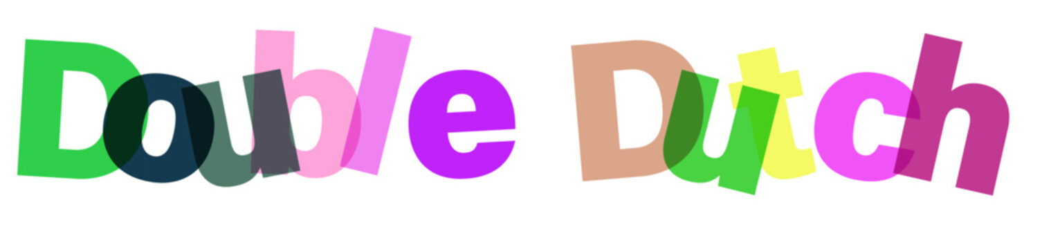 Colorful overlapping typography design representing double dutch jumping rope word art layered creative text element with bright playful aesthetics.