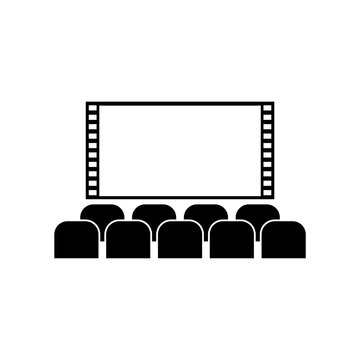 Cinema hall sign icon isolated on white background