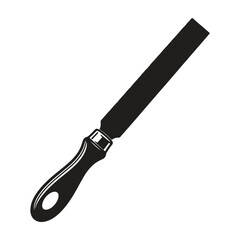 Fototapeta premium A black and white of a metal putty knife with a wooden handle, isolated on a white background, for construction tool usage