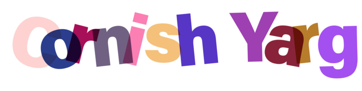 Cornish yarg colorful overlapping typography design artistic letter overlay effect for modern branding and creative graphic design background elements.