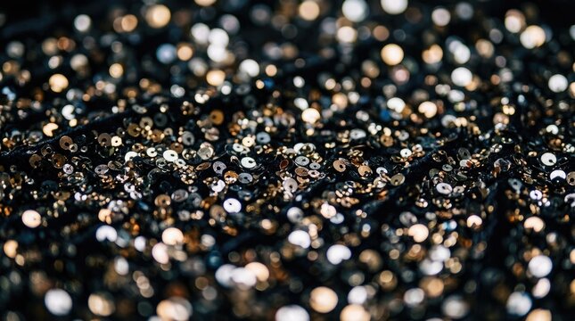 Sparkling sequins texture background with bokeh lights