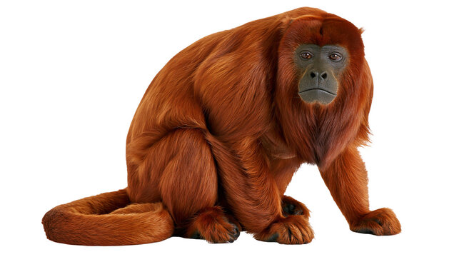 Red Howler Monkey Sitting with Curled Tail