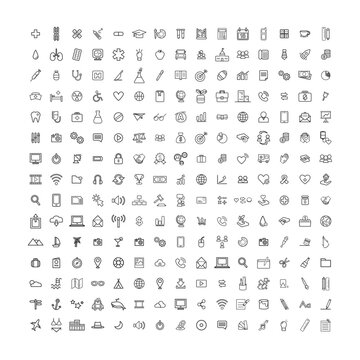 Mega set of icons in trendy line style. Business, ecommerce, finance, accounting. Big set Icons collection. Vector illustration