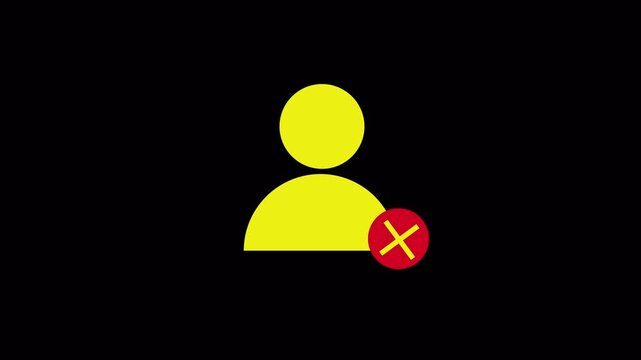 User profile blocked animation. Access Denied User Profile motion graphics. Security and Login Errors prohibition sign 4k video with alpha channel.