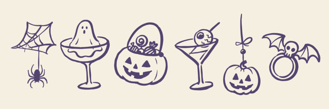 Halloween Cocktail Doodle Set Illustration