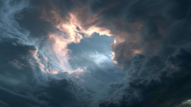 Dramatic Storm Clouds Swirling Around Bright Opening