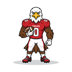 Fototapeta premium American eagle football player mascot vector illustration athletic sports team graphic with football american illustration character competition ferocious aggressive isolated