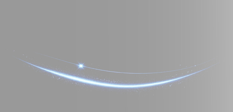 Blue light wave with elegant curved trails, subtle sparkle and smooth luminous motion for modern creative design