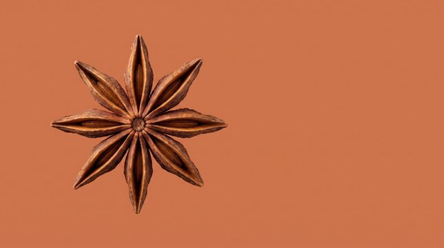 Single Star Anise Spice on a Warm Orange Background