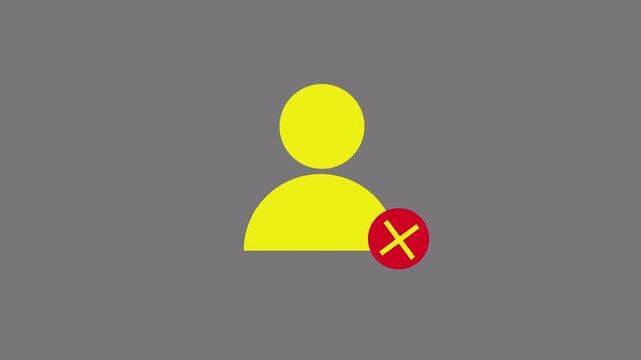 User profile blocked animation. Access Denied User Profile motion graphics. Security and Login Errors prohibition sign 4k video with alpha channel.