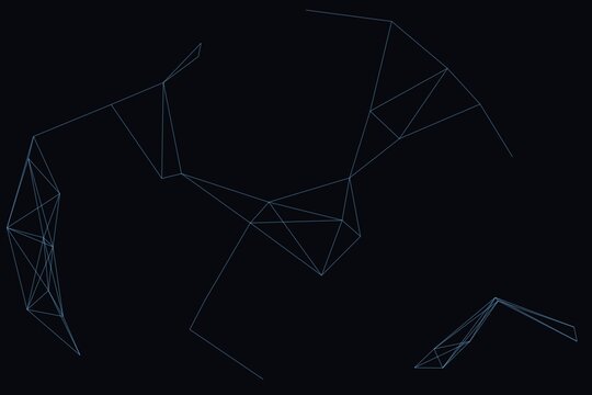 Dark background with geometric constellation lines and connected triangles.