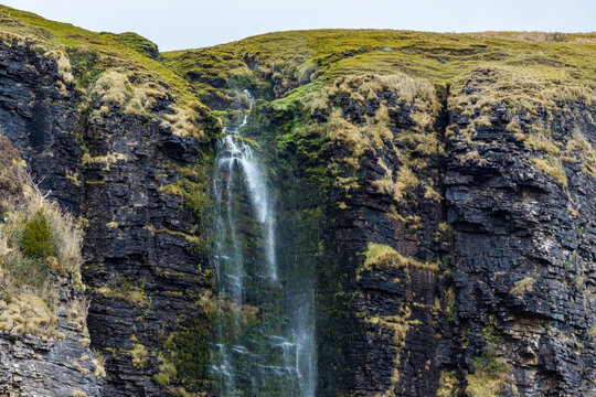 Waterfall running upwards - The Devils Chimney near Glencar Lough, Ireland