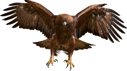 Obraz premium Majestic brown eagle with wings spread wide