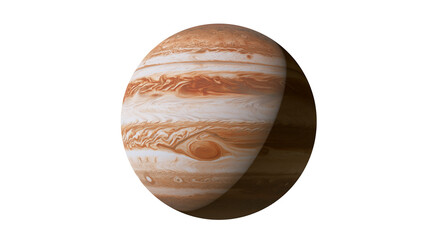 Jupiter planet with swirling orange and white cloud bands © darietta