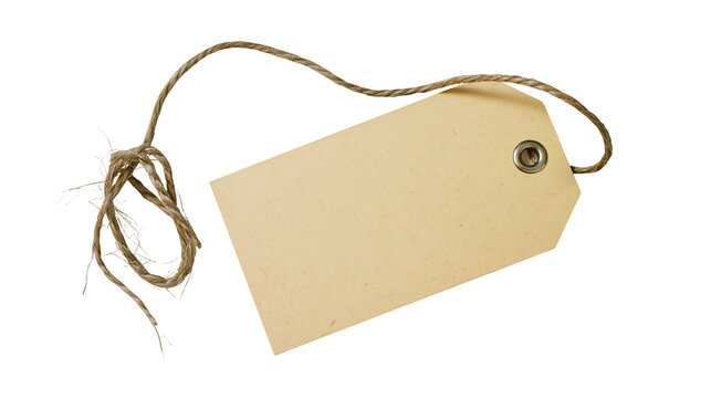 Blank kraft paper tag with twine string and metal grommet