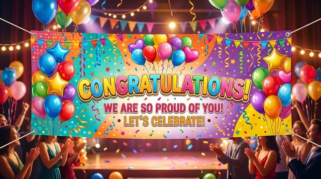 Vibrant Celebration Party Scene with Balloons and Confetti.