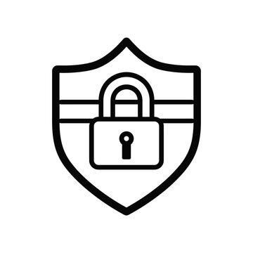 Shield icon symbolizing robust digital security, data privacy, and online protection, depicting a padlock securely safeguarding sensitive information and systems from cyber threats