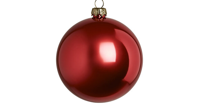 Shiny red Christmas bauble with gold cap