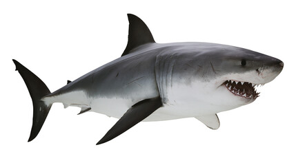 Obraz premium Great white shark with open mouth and sharp teeth