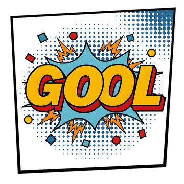 Bright Comic Style Gool Wordburst with Explosive Burst and Dots