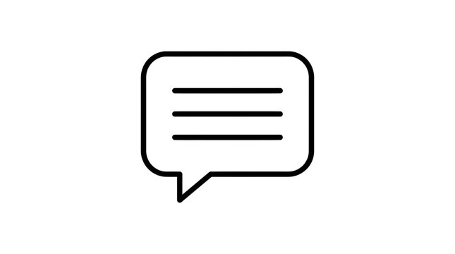 Speech bubble message line icon for social media communication and customer support chat.