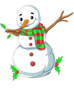 Cute dabbing snowman wearing Santa hat Christmas vector illustration