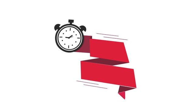 Limited Time Offer Sale Banner with Stopwatch and Red Ribbon