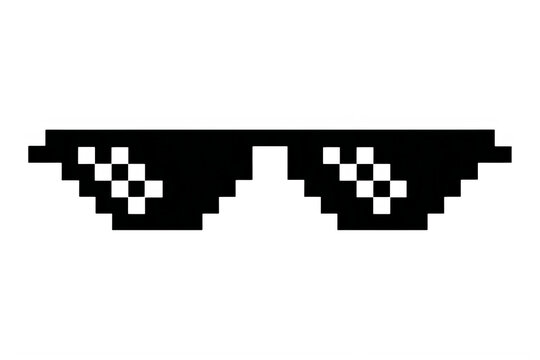 Black pixel art cat eyes icon
