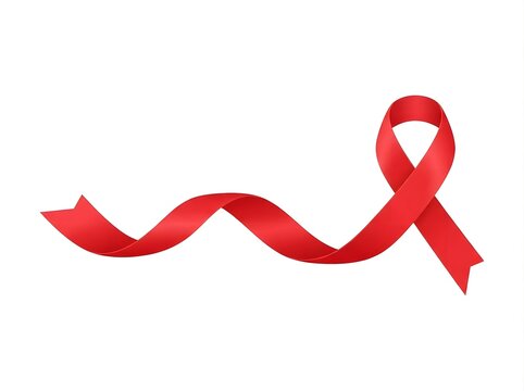 Red awareness ribbon isolated on white background