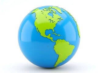 Fototapeta premium Vibrant 3D Rendered Globe Showcasing Americas with Luminous Blue Oceans and Verdant Landmasses in Striking Illuminated Composition