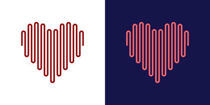 Heart Shape Sound Wave Line audio Pulse Vector Illustration